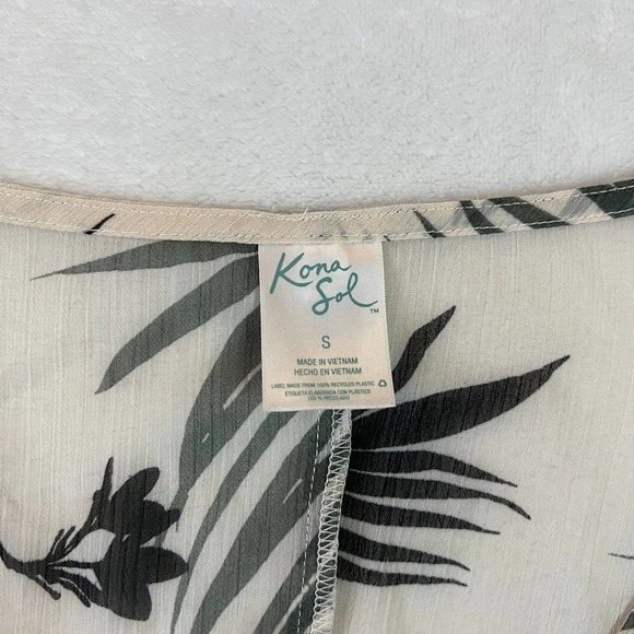 Kona Sol Tropical Print Sheer Kaftan Beach Cover Up - Picture 10 of 16